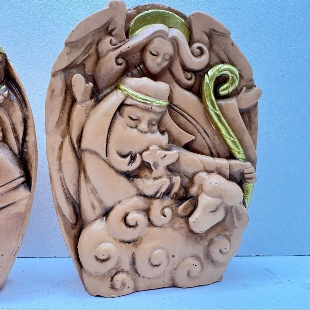 Handcrafted‎ Nativity Scene Figurines resin with bible verses on back